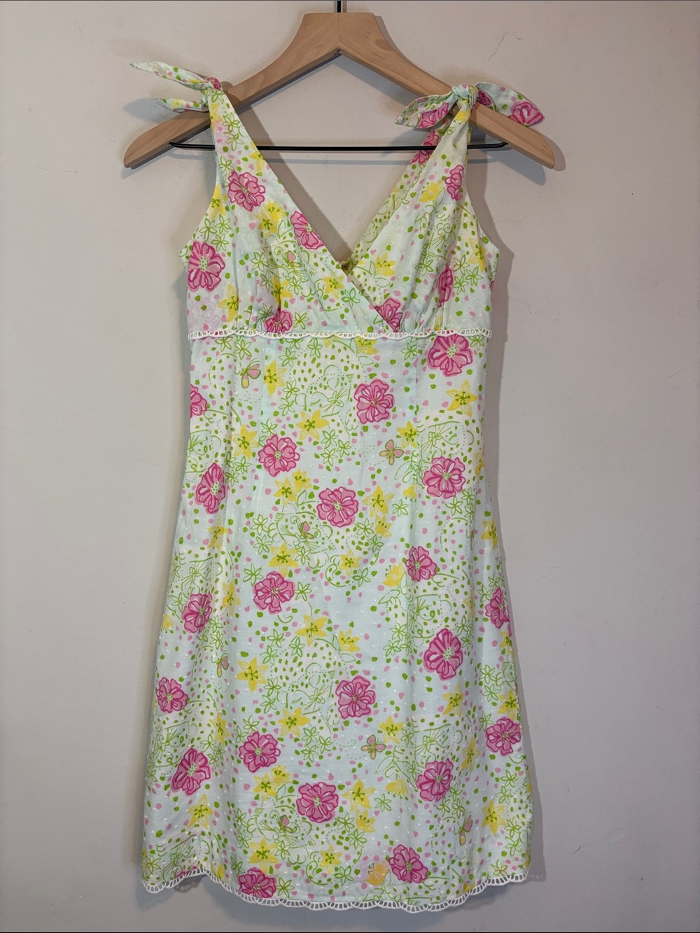 Lilly Pulitzer White Label Y2K Vintage Girly Pink Green Butterfly Floral Print 0